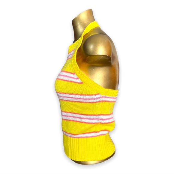 My Michelle Racer Stripe Retro Halter Contrast Sweater Knit Top Large - Picture 6 of 8